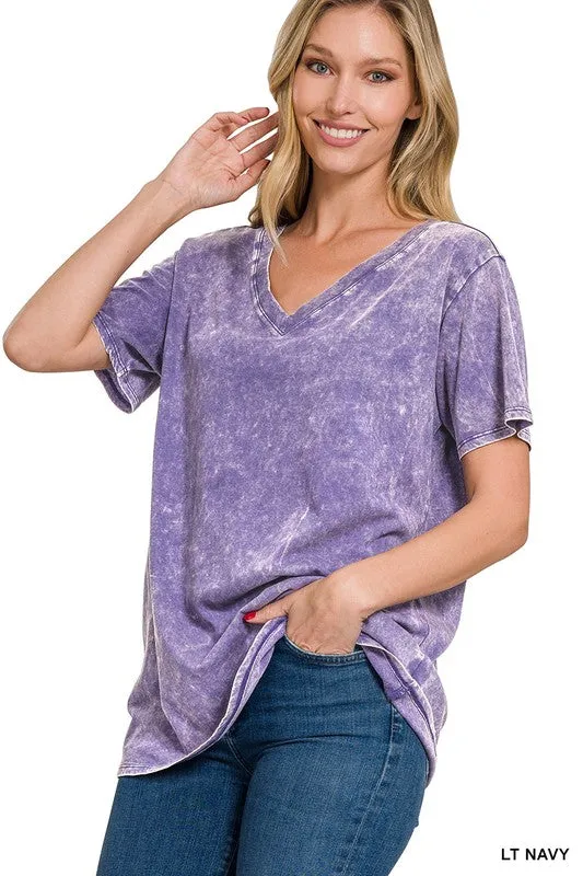 FS Clearance Washed Short Sleeve V-Neck Top