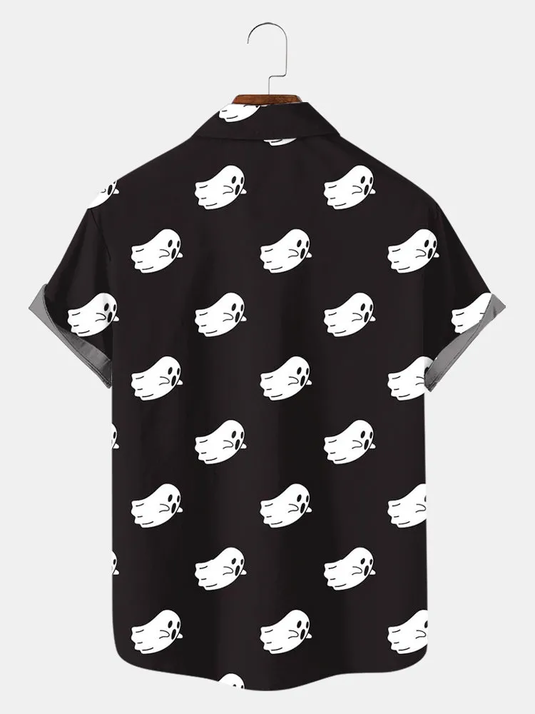 Fydude Men'S Halloween Ghost Printed Shirt