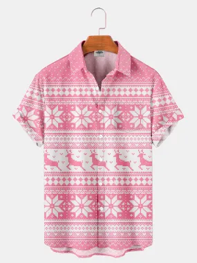 Fydude Men'S Pink Movie Same Style Printed Shirt