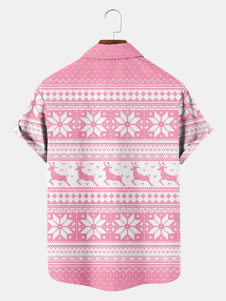 Fydude Men'S Pink Movie Same Style Printed Shirt