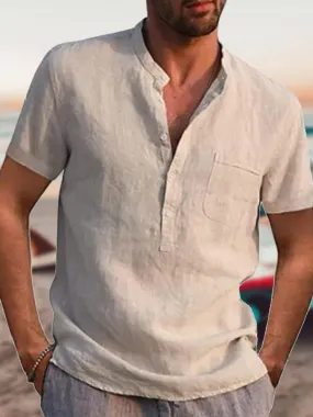 Fydude Men'S Vacation Cotton linen Shirt