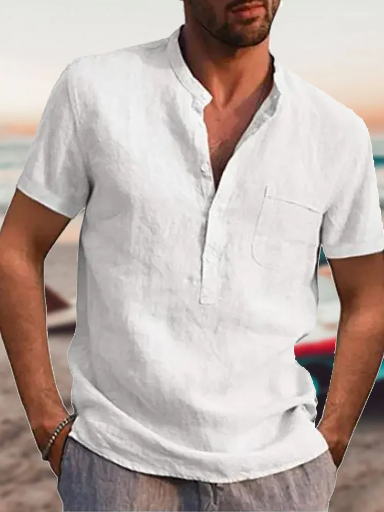 Fydude Men'S Vacation Cotton linen Shirt