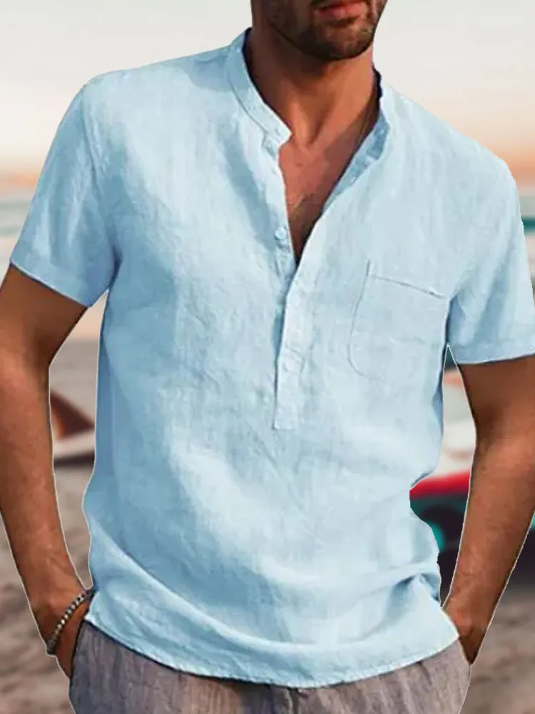 Fydude Men'S Vacation Cotton linen Shirt