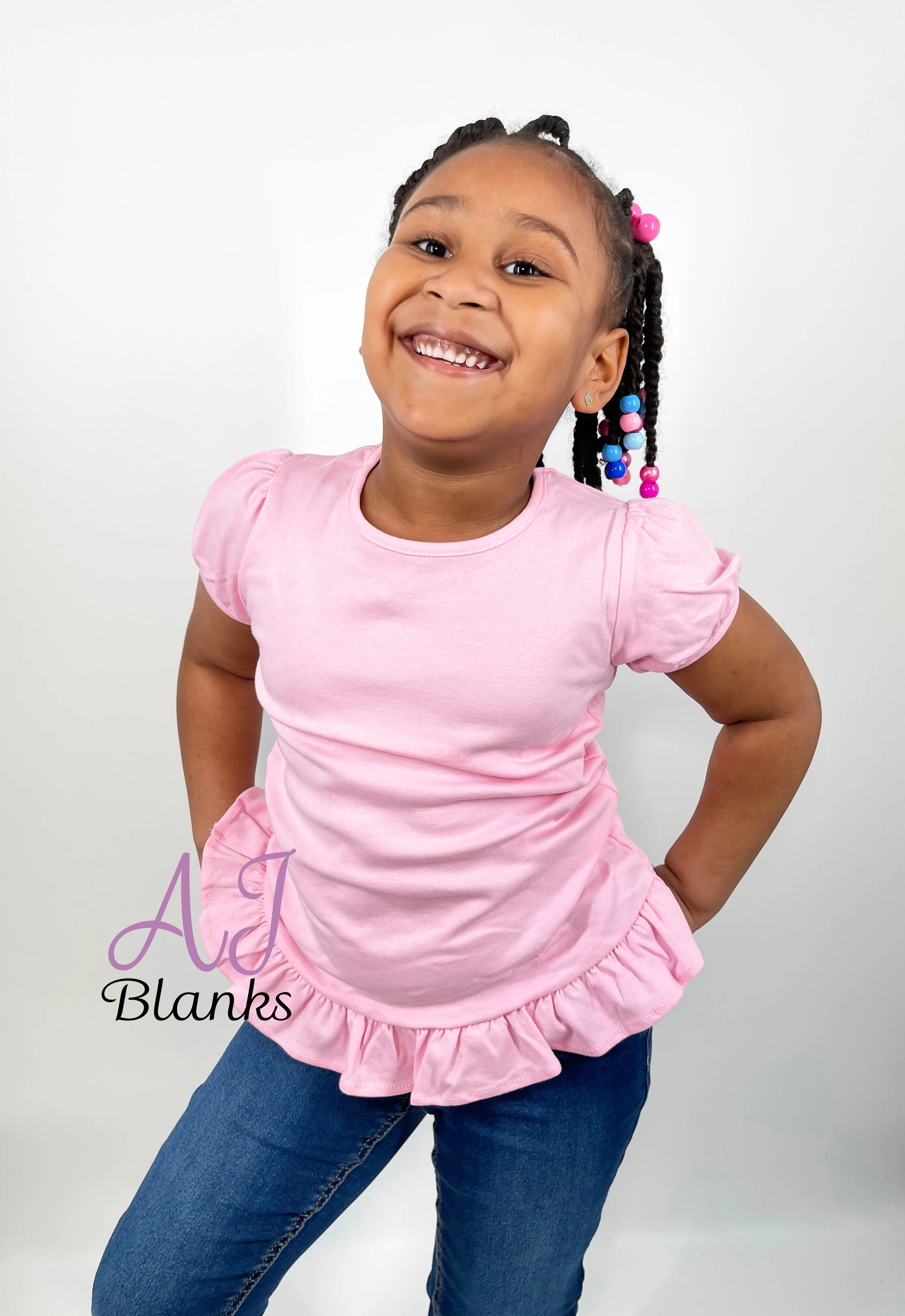 Girl's Short Sleeve RUFFLE BOTTOM Shirts