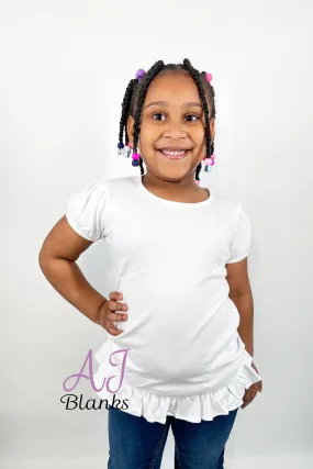 Girl's Short Sleeve RUFFLE BOTTOM Shirts