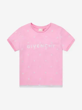 Givenchy Girls 4G Logo Mesh T-Shirt in Pink
