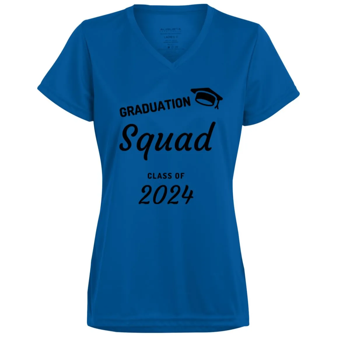 Grad Squad 2024 Black CLOSEOUT - 1790 Ladies’ Moisture-Wicking V-Neck Tee