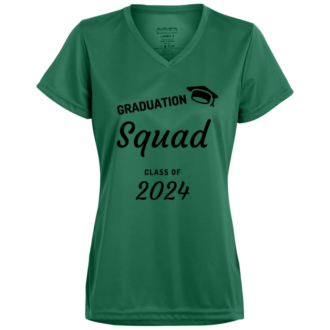 Grad Squad 2024 Black CLOSEOUT - 1790 Ladies’ Moisture-Wicking V-Neck Tee