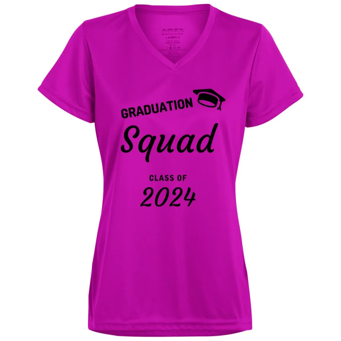 Grad Squad 2024 Black CLOSEOUT - 1790 Ladies’ Moisture-Wicking V-Neck Tee