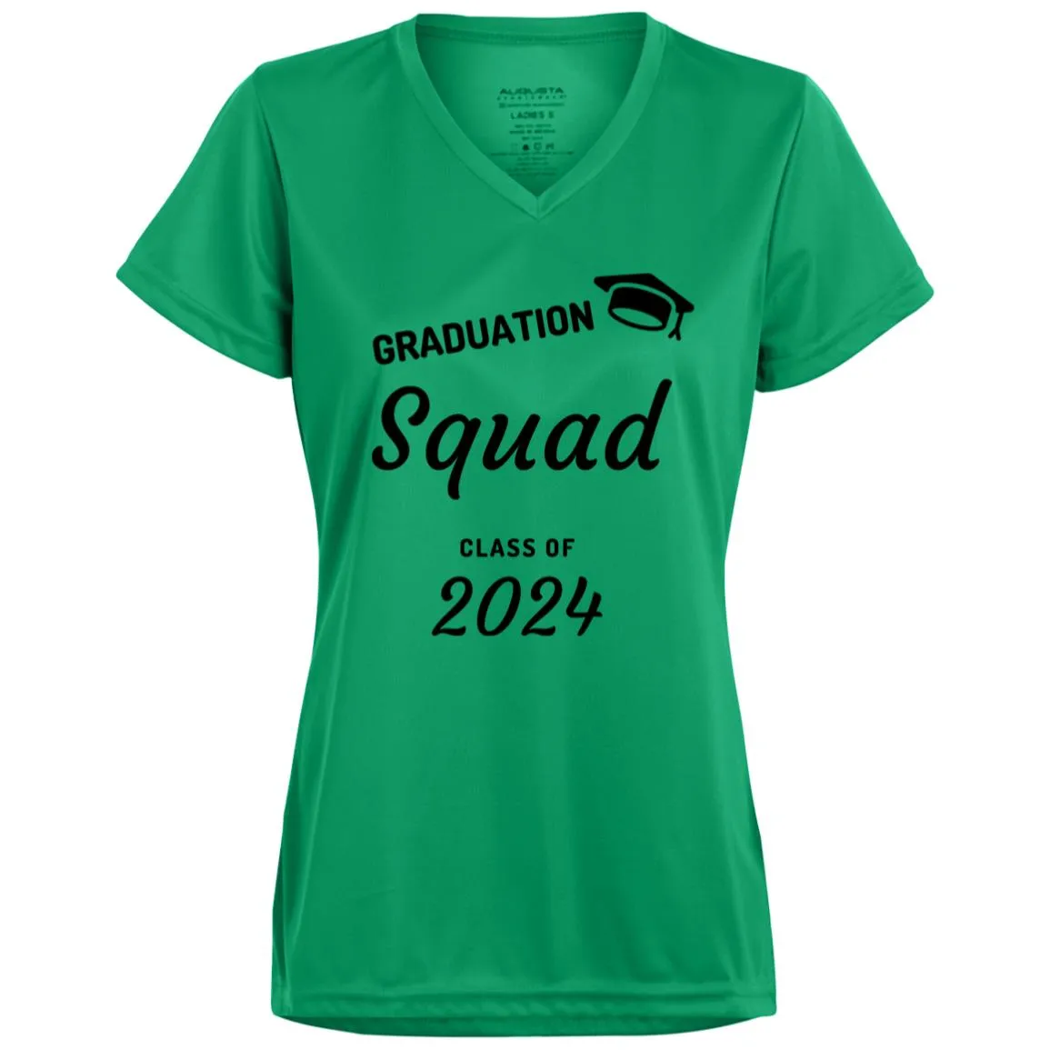 Grad Squad 2024 Black CLOSEOUT - 1790 Ladies’ Moisture-Wicking V-Neck Tee