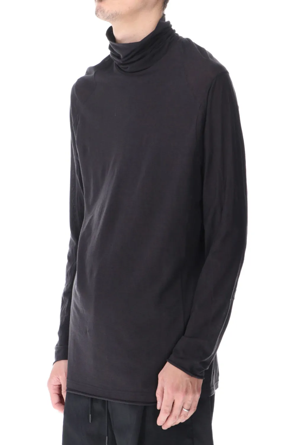 High neck long sleeve light jersey Charcoal