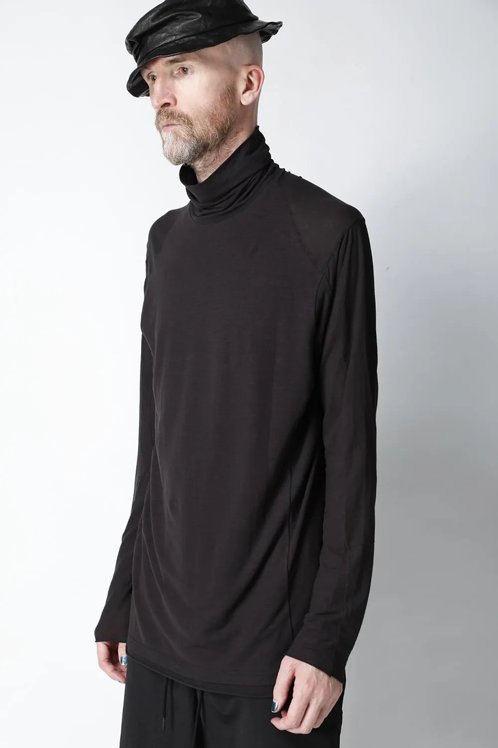 High neck long sleeve light jersey Charcoal