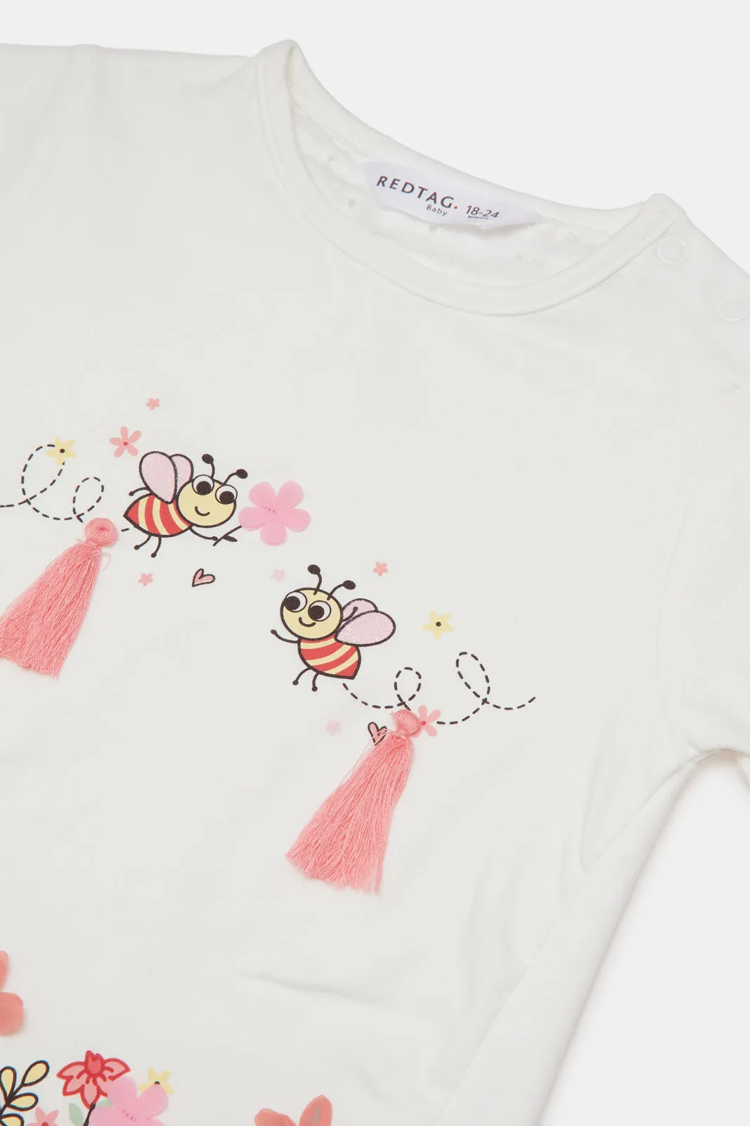 Infant Girls White Embellished T-Shirt