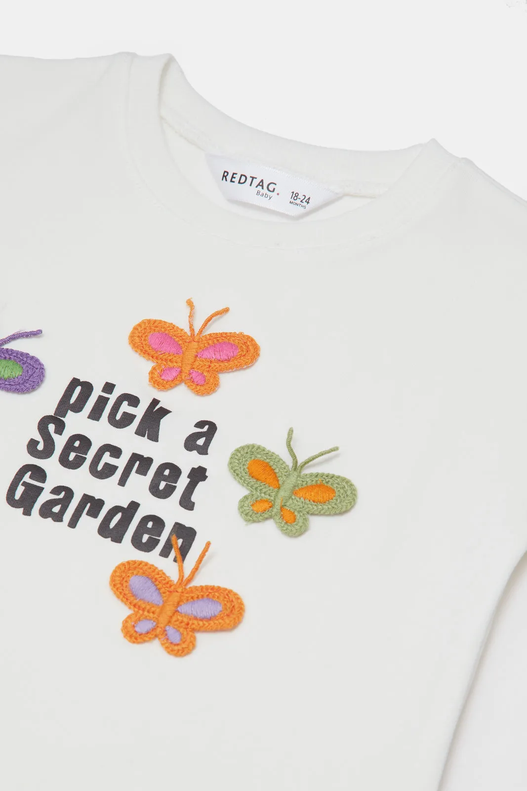 Infant Girls White Embroidered T-Shirt