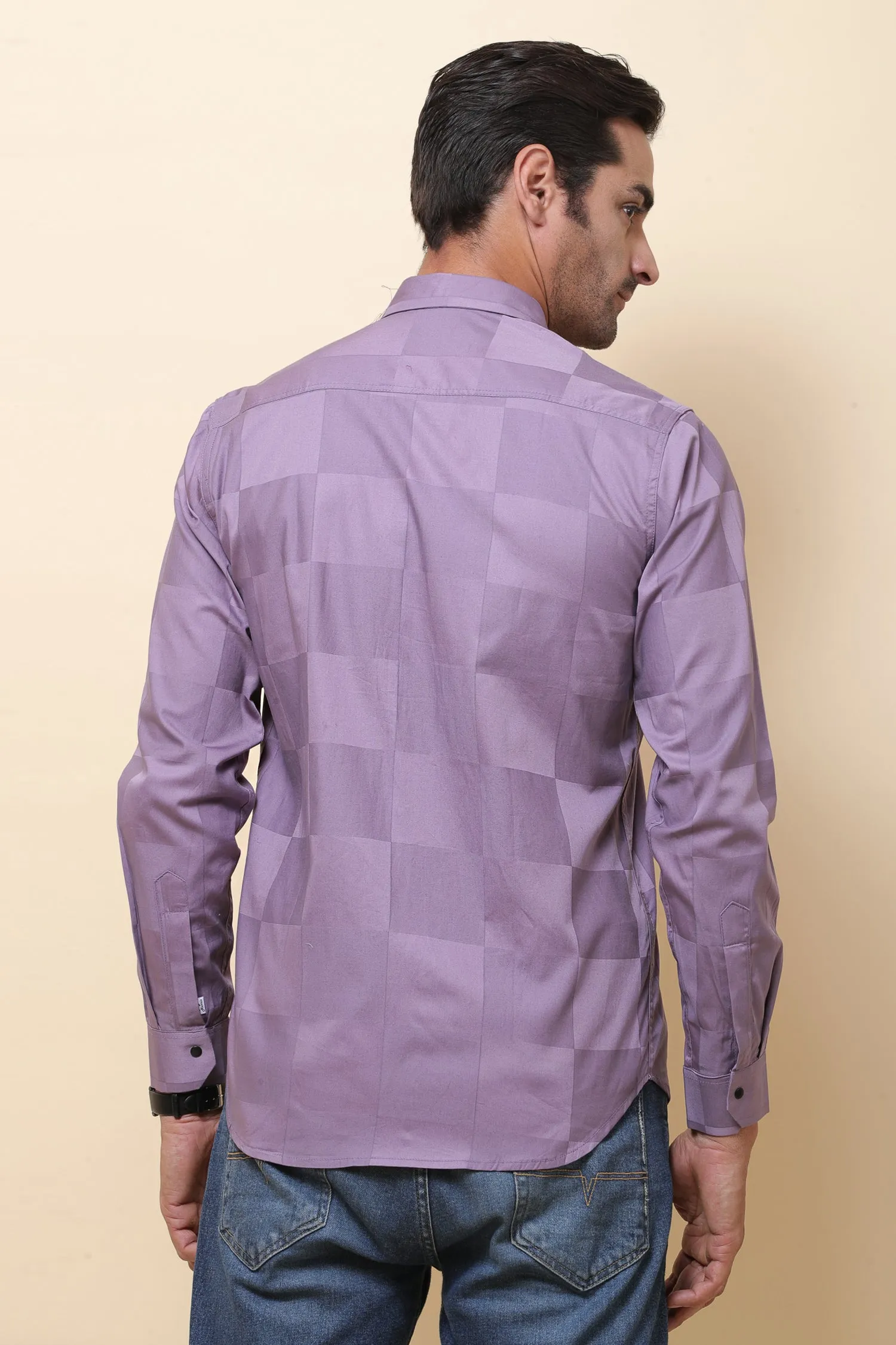 Lycra Purple Full Sleeve Shirt for Men