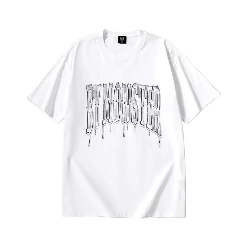 Melt Ice monogram print loose sleeved cotton T-shirt