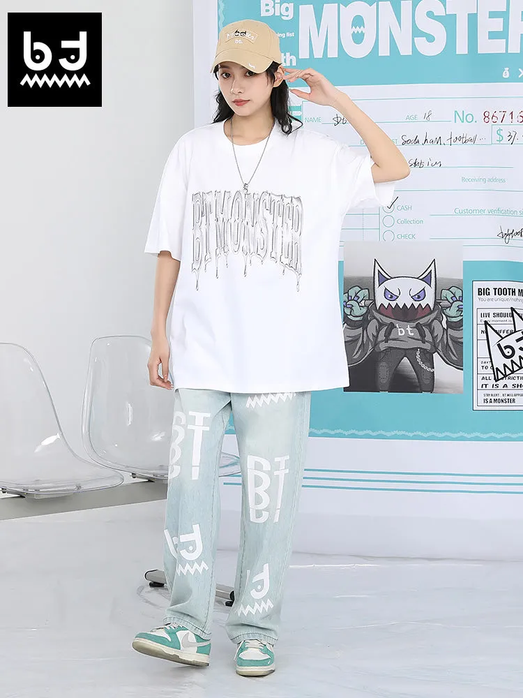 Melt Ice monogram print loose sleeved cotton T-shirt