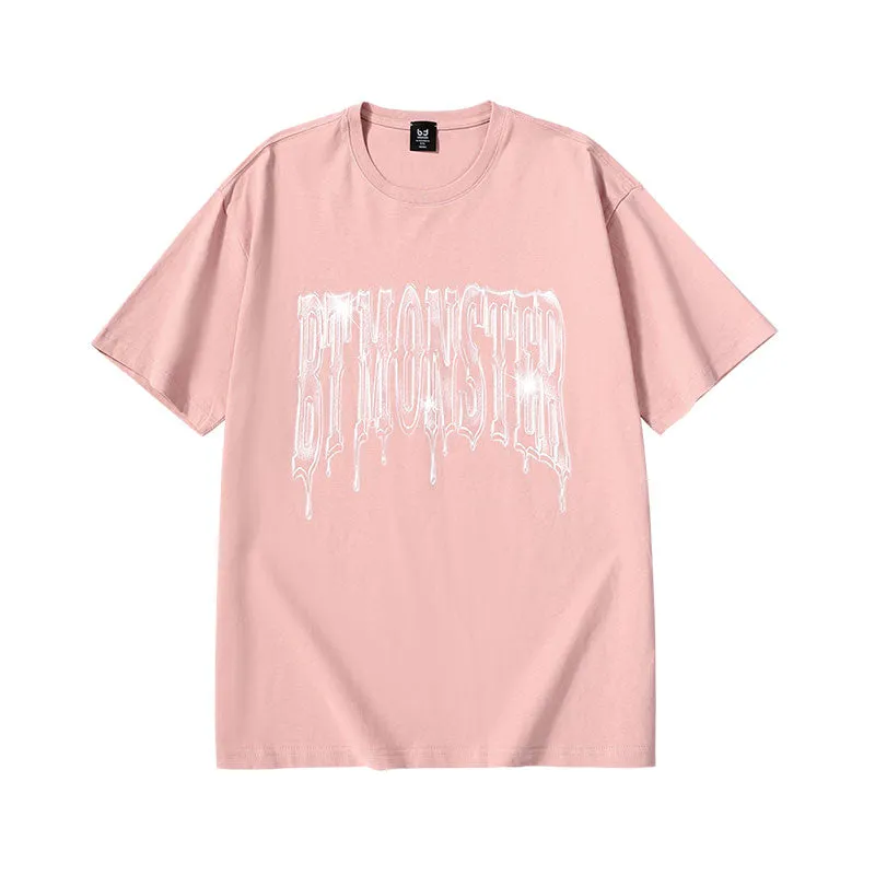 Melt Ice monogram print loose sleeved cotton T-shirt