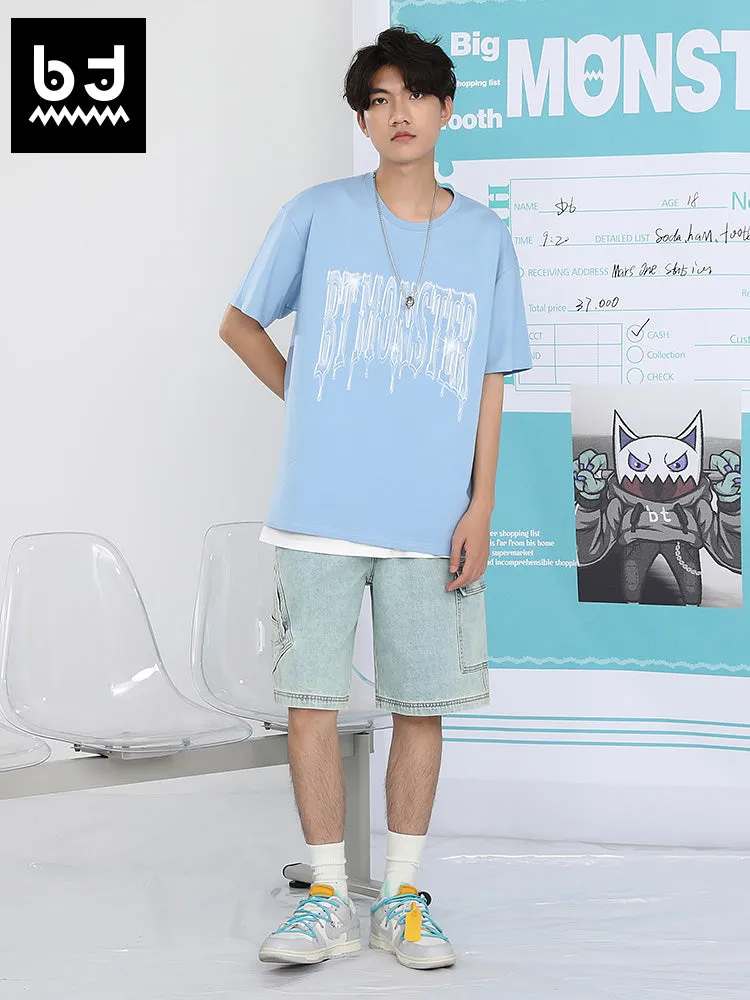 Melt Ice monogram print loose sleeved cotton T-shirt