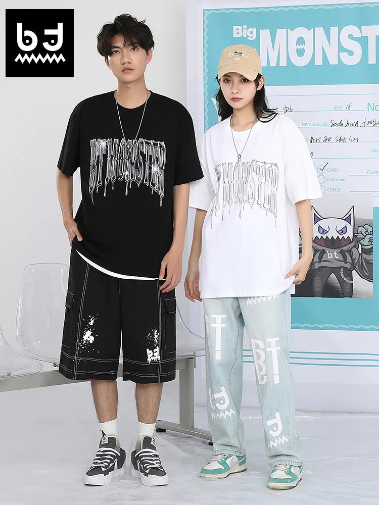 Melt Ice monogram print loose sleeved cotton T-shirt