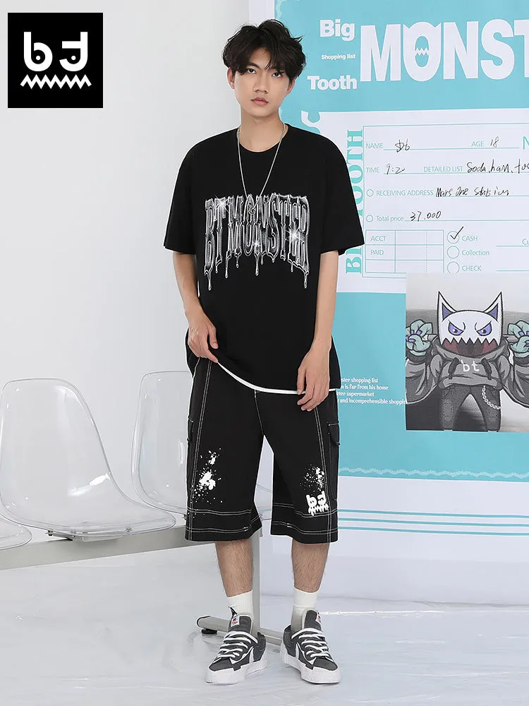 Melt Ice monogram print loose sleeved cotton T-shirt