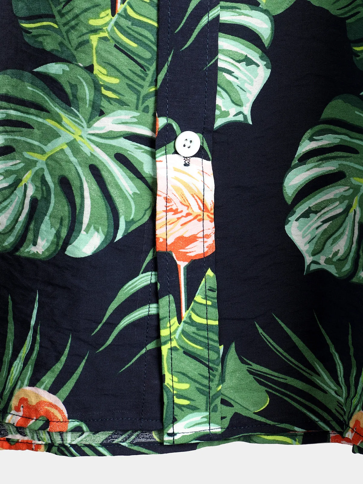 Men' Holiday Flamingo Short Sleeve Cotton Shirt