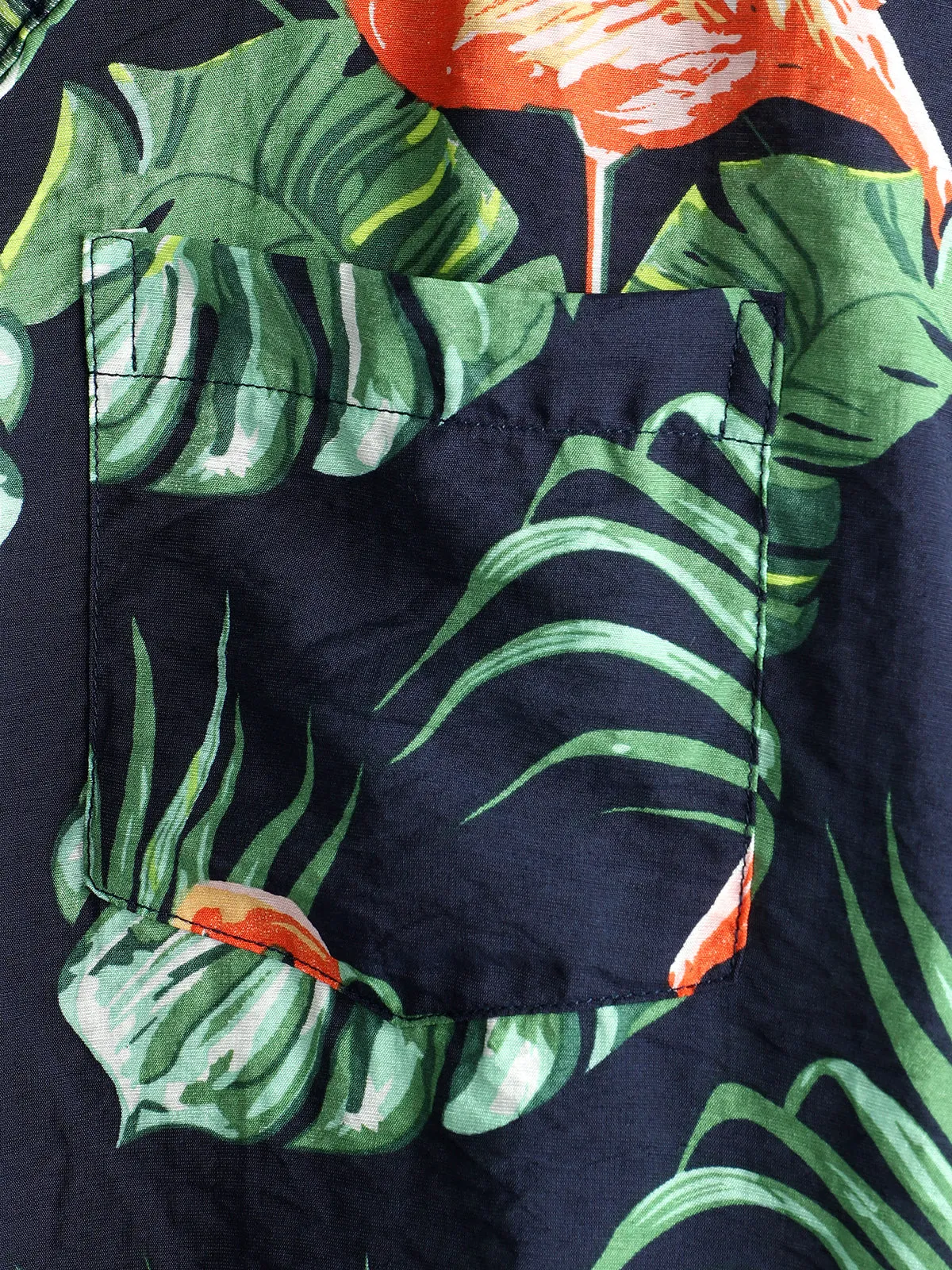 Men' Holiday Flamingo Short Sleeve Cotton Shirt