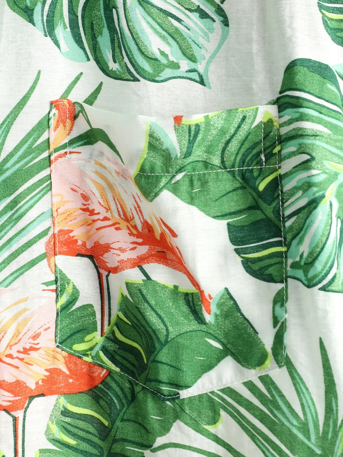 Men' Holiday Flamingo Short Sleeve Cotton Shirt