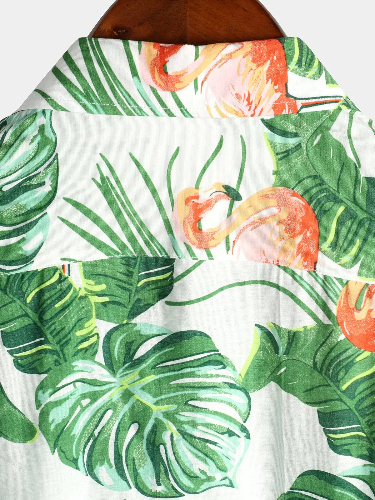Men' Holiday Flamingo Short Sleeve Cotton Shirt