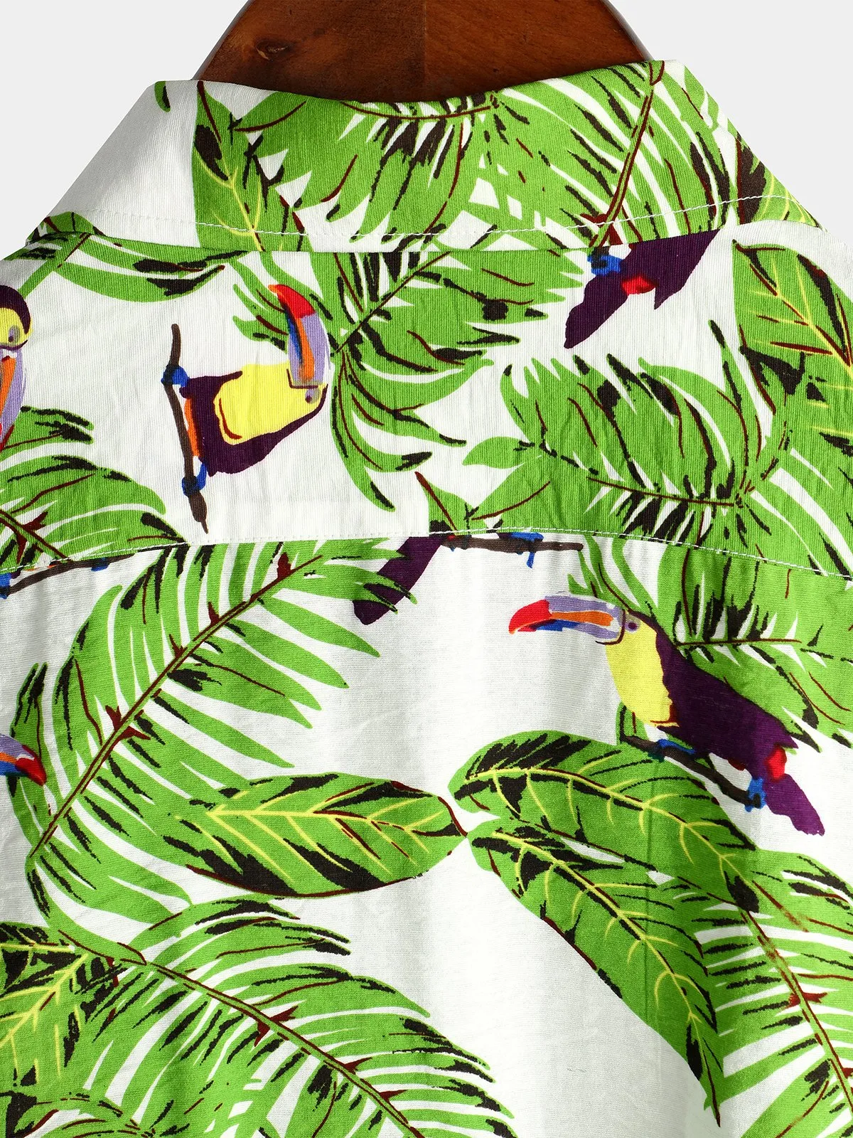 Men's Animal Holiday Tropical Pocket Short Sleeve Cotton Shirt