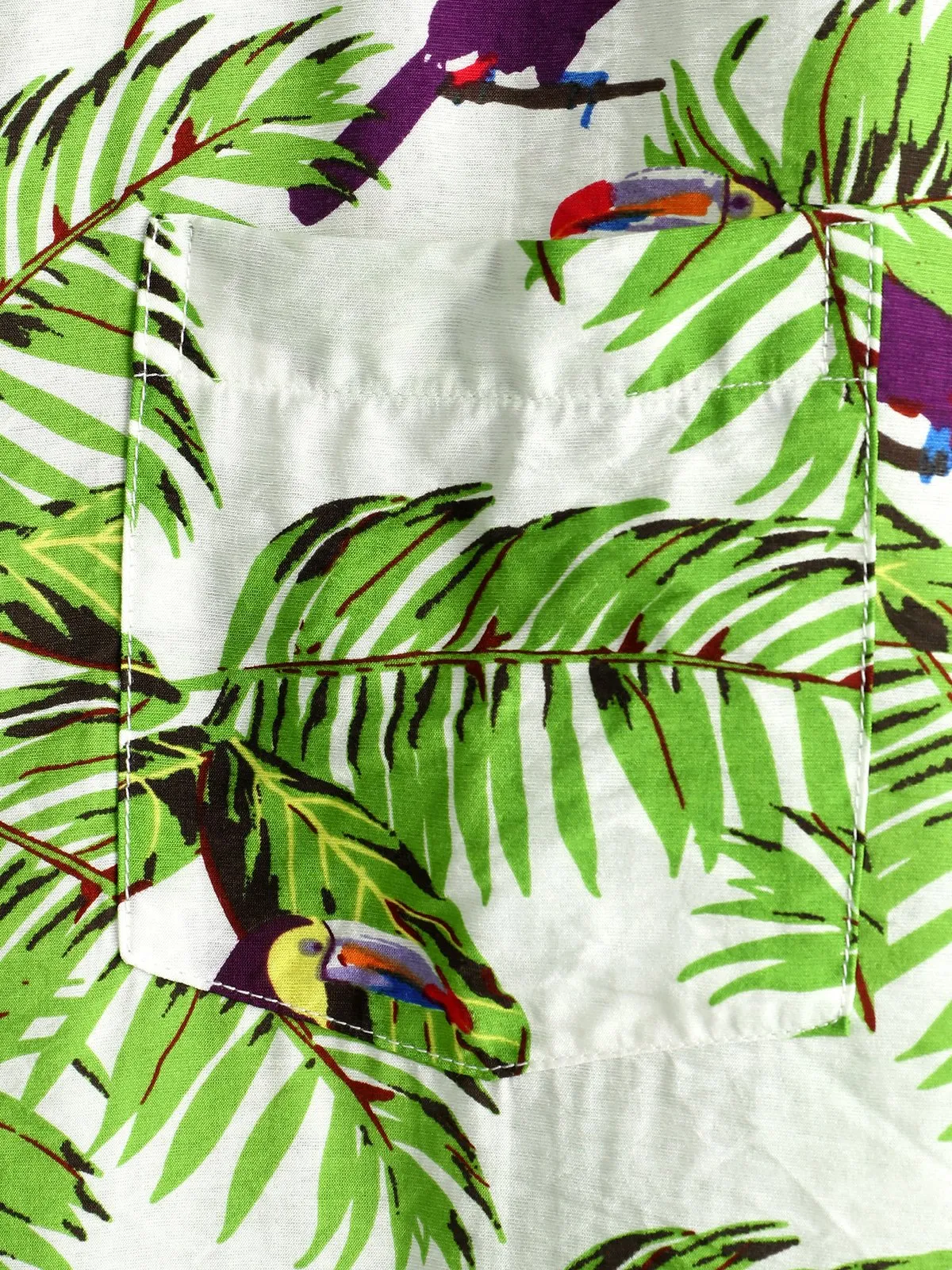 Men's Animal Holiday Tropical Pocket Short Sleeve Cotton Shirt