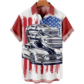Men's Car Color Matching Daily Simple Loose Shirt, Hawaiian shirt vintage, Hawaii shirts mens