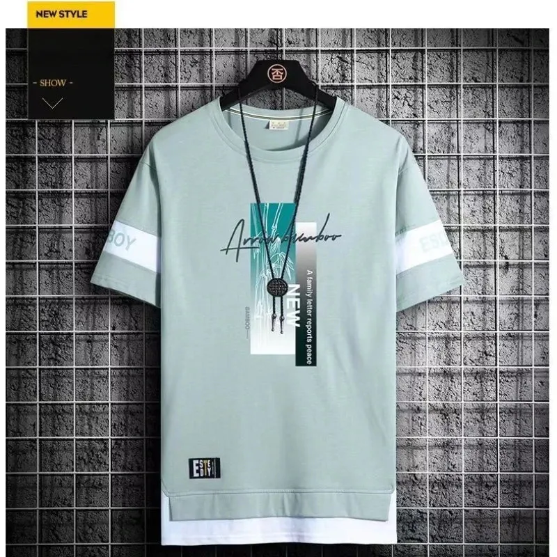 Men's Color Block Short Sleeve Casual T-Shirt