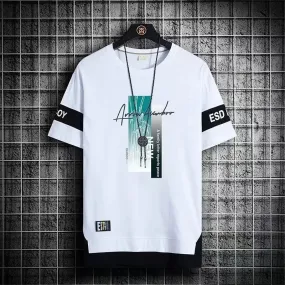 Men's Color Block Short Sleeve Casual T-Shirt
