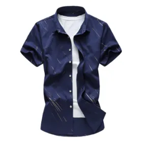 Mens Short Sleeve Shirt with Line Designs