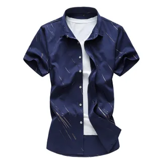 Mens Short Sleeve Shirt with Line Designs