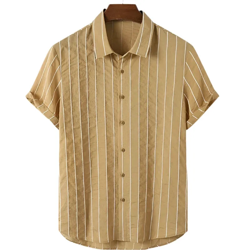 Men’s Striped Oversized Shirt – 3D Fashion Short Sleeve Casual Beach Streetwear and Party Top