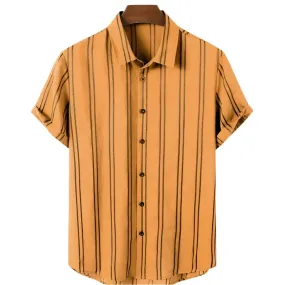 Men’s Striped Oversized Shirt – 3D Fashion Short Sleeve Casual Beach Streetwear and Party Top