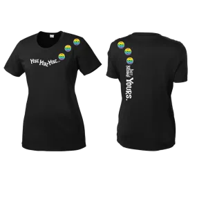 Mine JK Yours (Pickleballs Pink Purple Rainbow) | Women’s Short Sleeve Crewneck Pickleball Shirts | 100% Polyester
