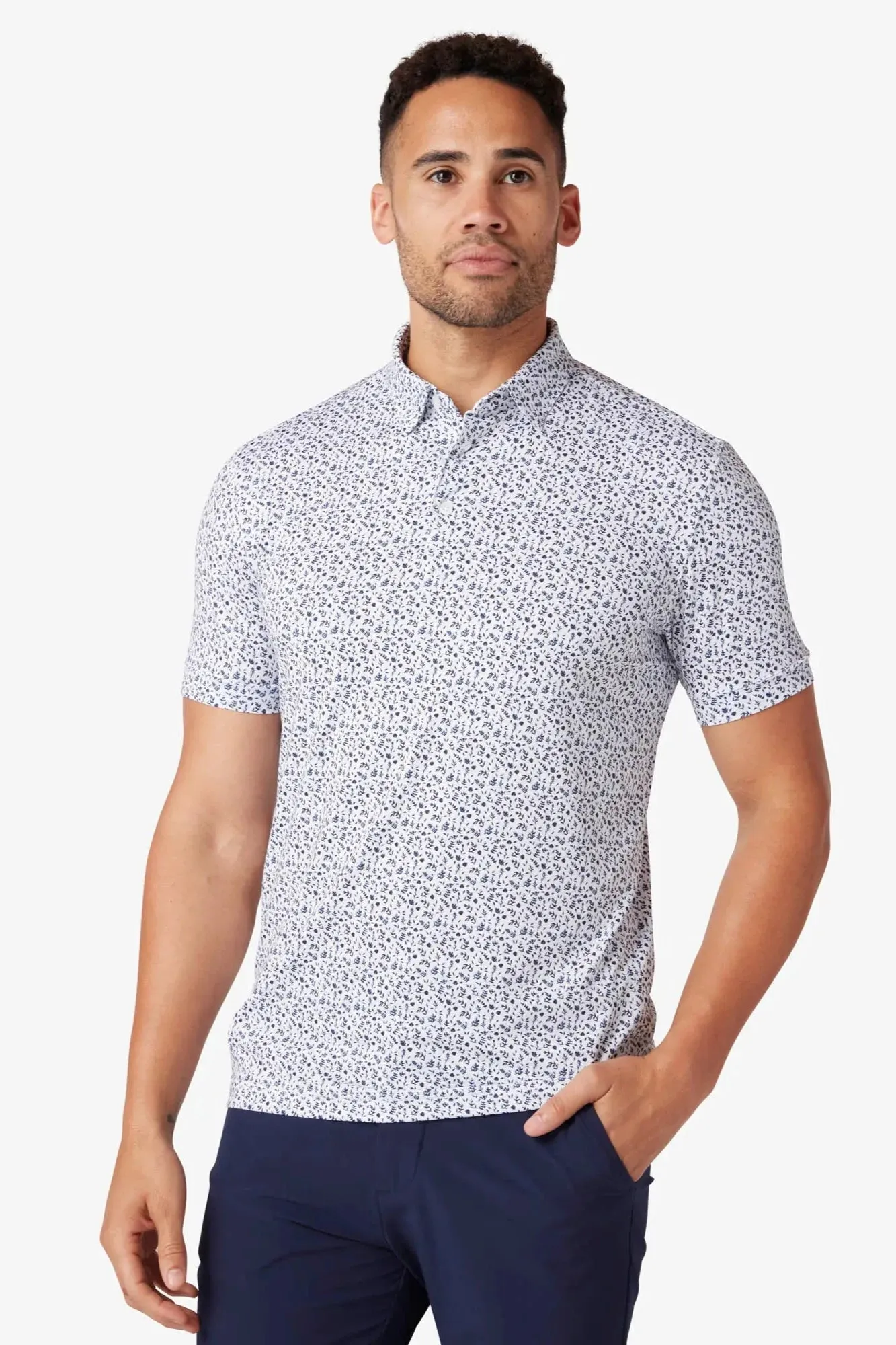 Mizzen Main Green White Navy Floral Print