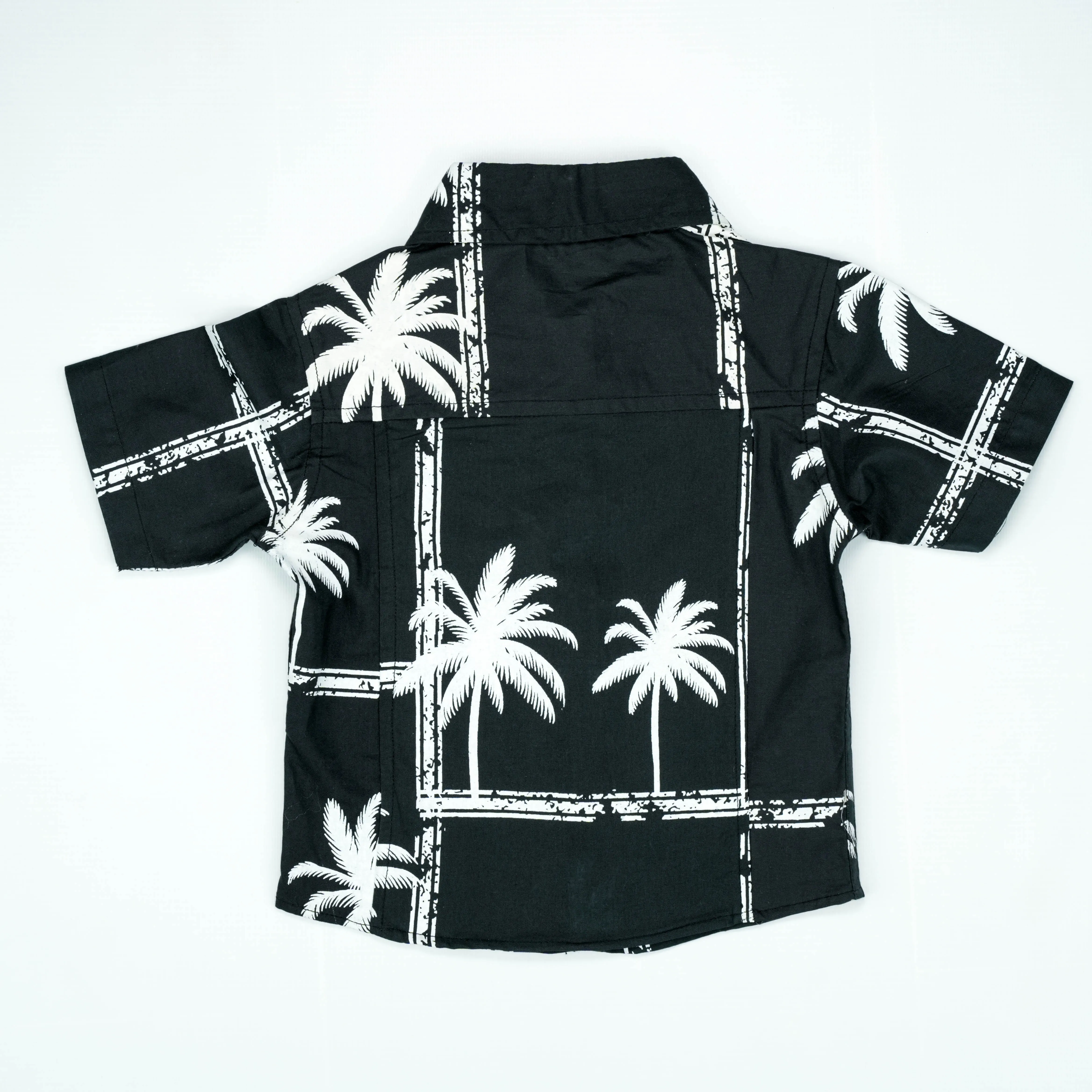 Monochrome Palm Tree Print Short-Sleeve Shirt