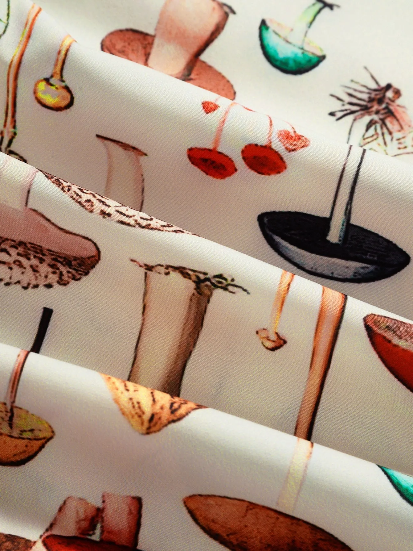 Mushroom Print Short Sleeve Shirts