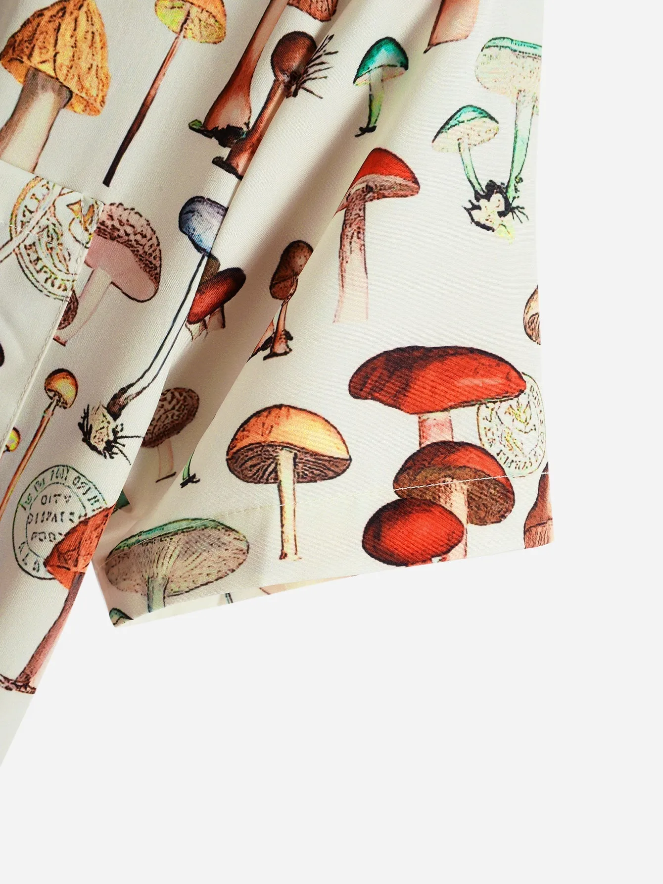 Mushroom Print Short Sleeve Shirts