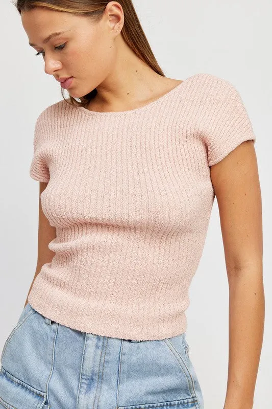Nove Cap Sleeve Top with Open Back