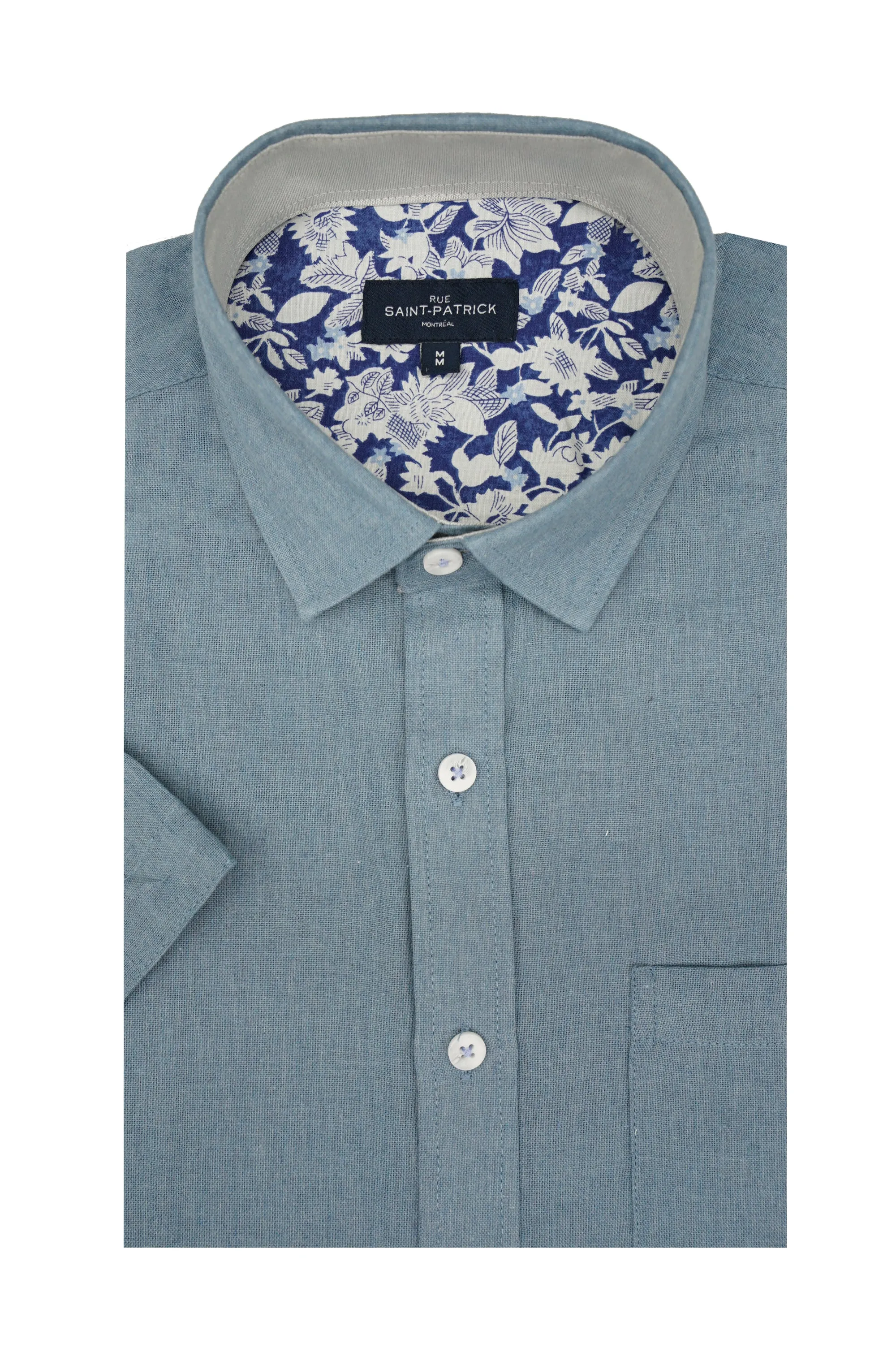 Oxfordshire Linen Blend Short Sleeve Shirt in Air Superiority Blue