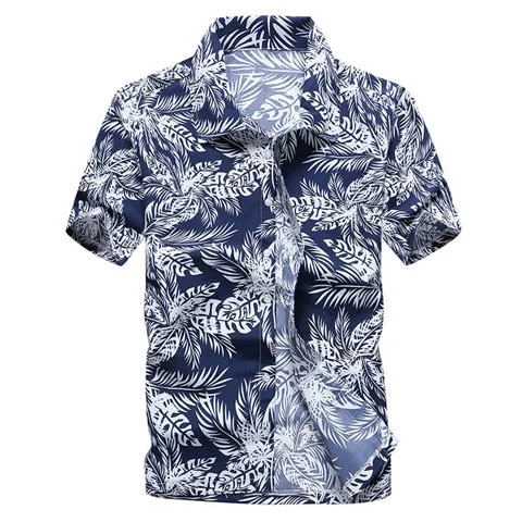 Palm Tree Printed Hawaiian Beach Shirt for Men 2019 Summer Short Sleeve 5XL Aloha Shirts Mens Holiday Vacation Clothing Chemise
