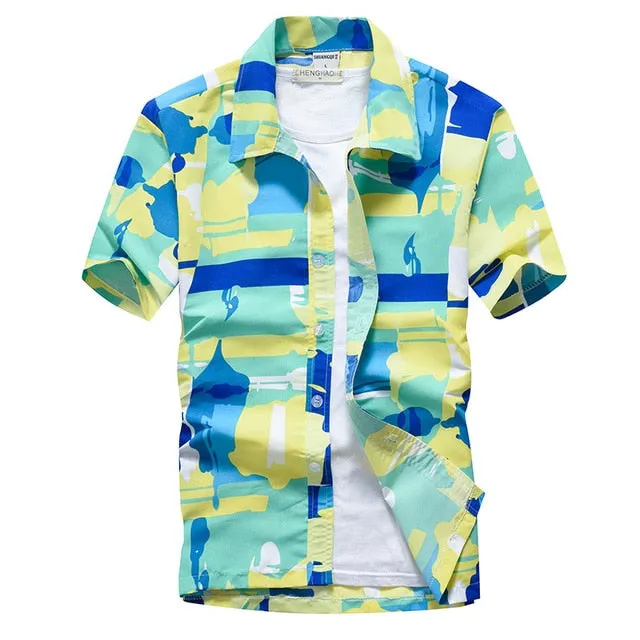 Palm Tree Printed Hawaiian Beach Shirt for Men 2019 Summer Short Sleeve 5XL Aloha Shirts Mens Holiday Vacation Clothing Chemise