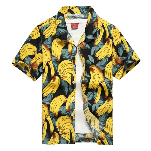 Palm Tree Printed Hawaiian Beach Shirt for Men 2019 Summer Short Sleeve 5XL Aloha Shirts Mens Holiday Vacation Clothing Chemise
