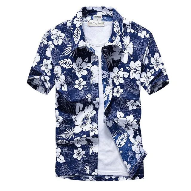 Palm Tree Printed Hawaiian Beach Shirt for Men 2019 Summer Short Sleeve 5XL Aloha Shirts Mens Holiday Vacation Clothing Chemise