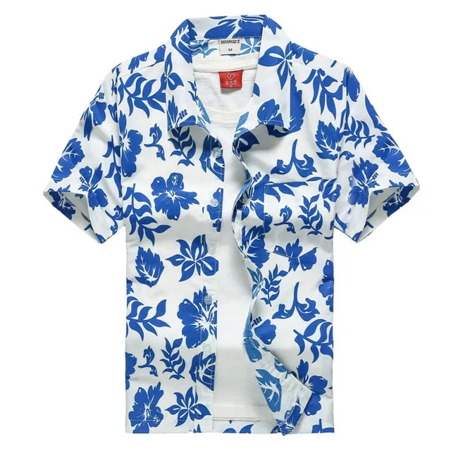 Palm Tree Printed Hawaiian Beach Shirt for Men 2019 Summer Short Sleeve 5XL Aloha Shirts Mens Holiday Vacation Clothing Chemise